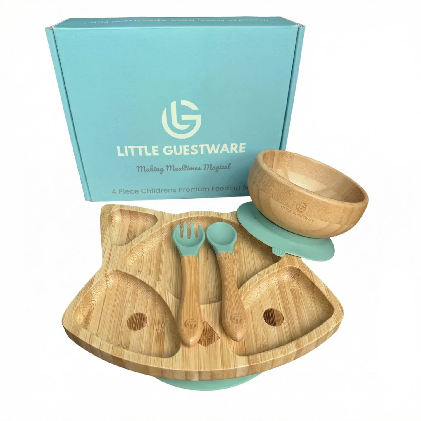 Bamboo Feeding Set - Plate, Bowl, Spoon & Fork Gift Set - Fox
