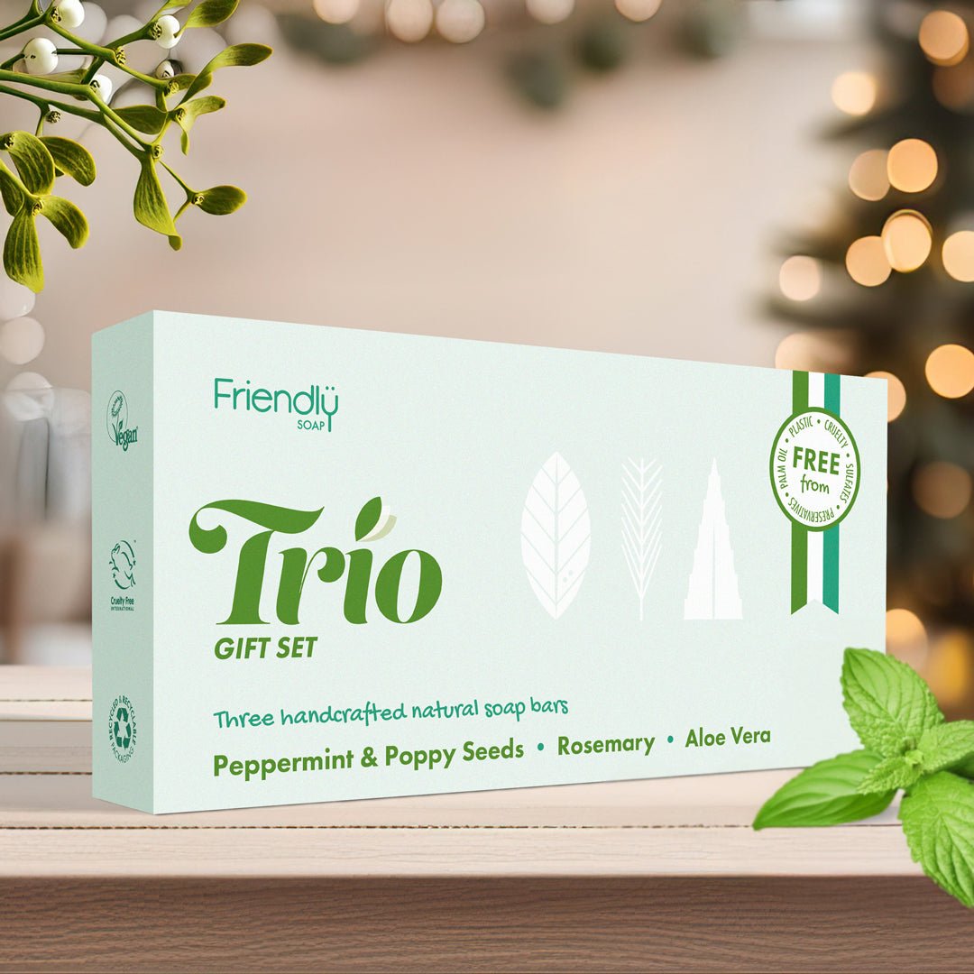 Friendly Soap - Soap Trio Gift Set - Peppermint & Poppy Seeds, Rosemary, Aloe Vera - Baby&More