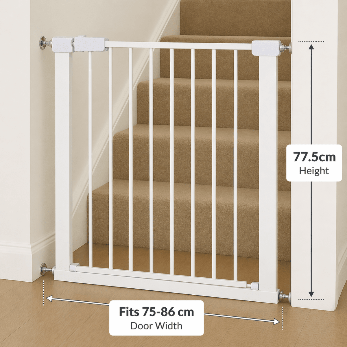 FYLO 2x Baby Safety Stair Gate Pressure Fit 75 - 86cm - 2 pack - Baby&More