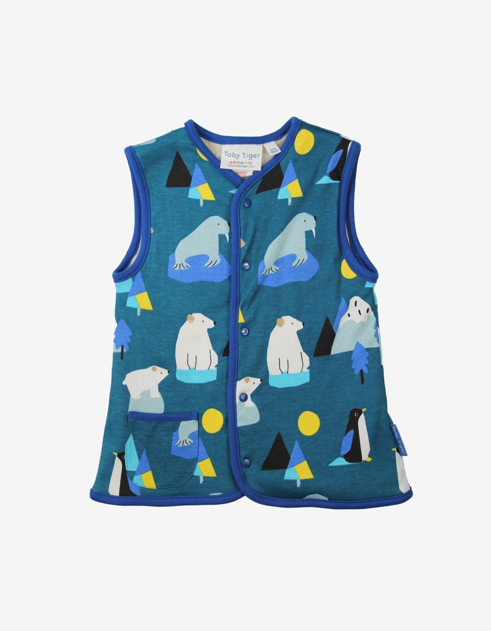 Toby Tiger Organic Reversible Gilet - Arctic Print