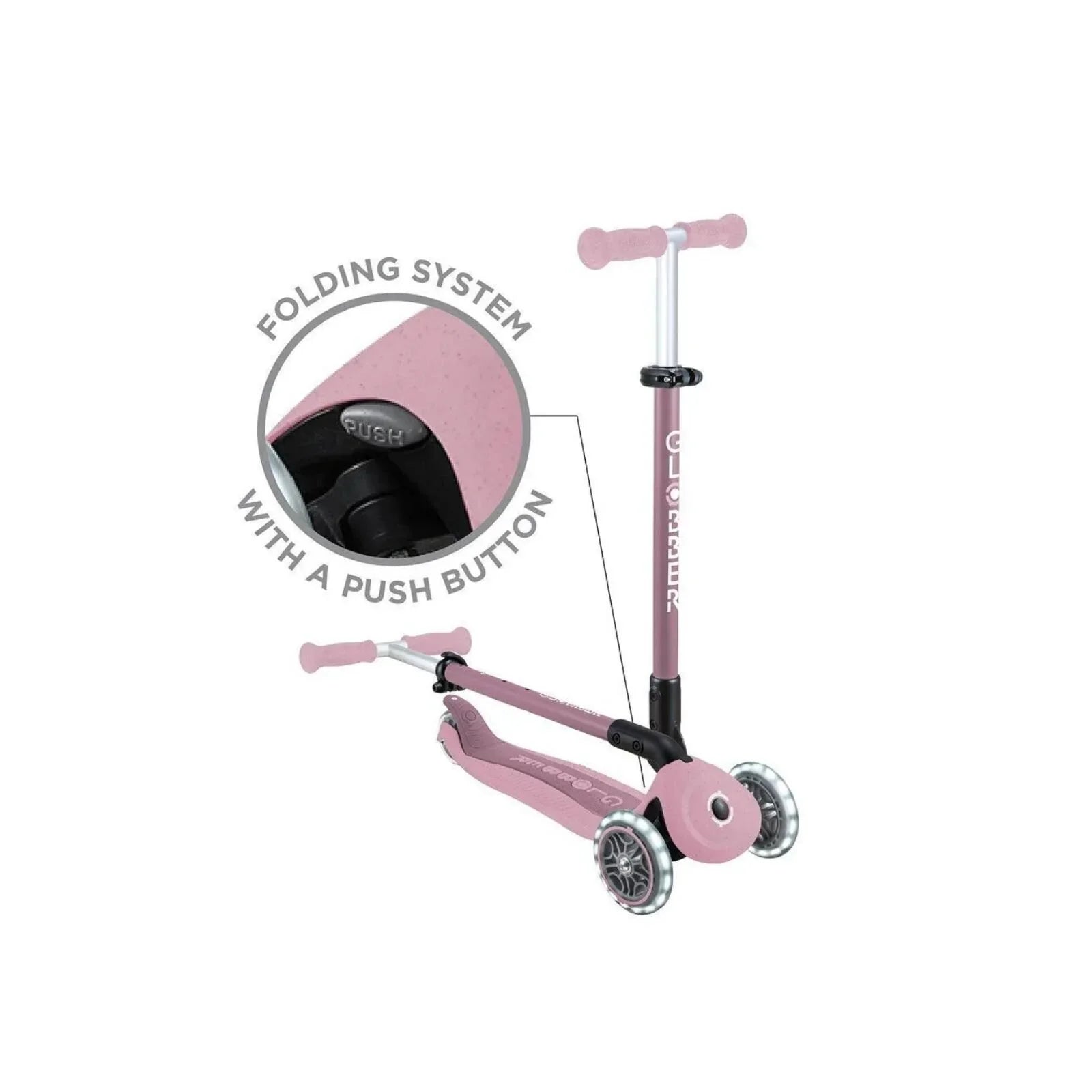 Globber Go Up Active Lights Eco Scooter - Berry - Baby&More