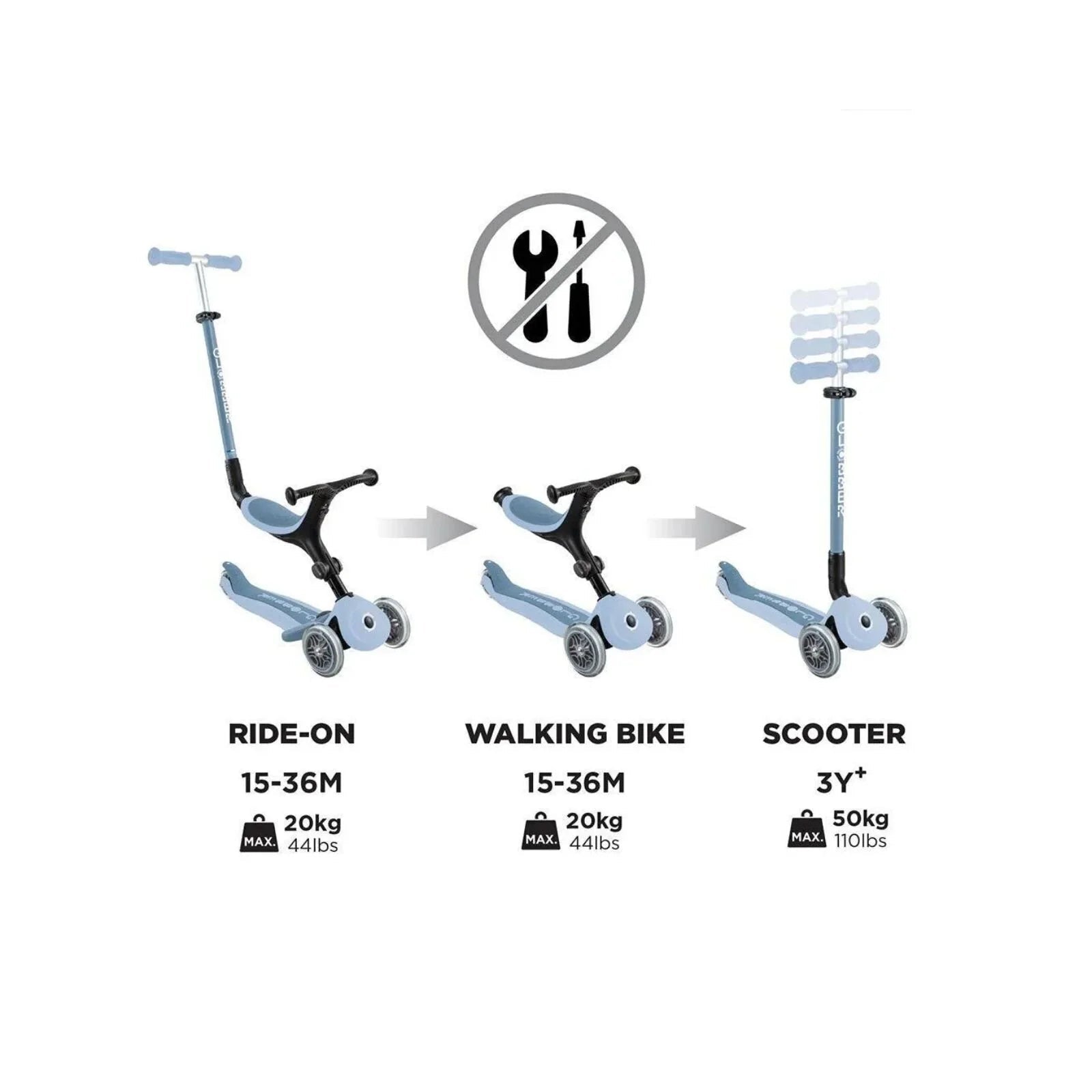 Globber Go Up Active Lights Eco Scooter - Blueberry - Baby&More
