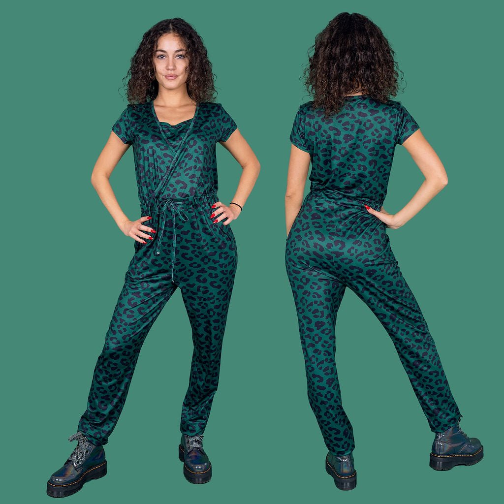 The Breastfeeding Jumpsuit - Green Leopard