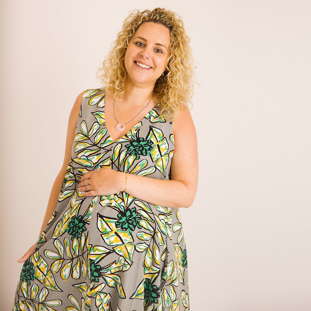 Journy Lucy Maternity / Breastfeeding Dress - Abstract Green Print