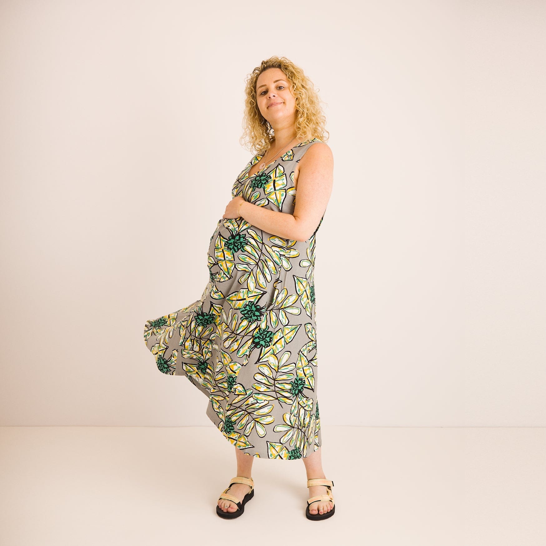 Journy Lucy Maternity / Breastfeeding Dress - Abstract Green Print