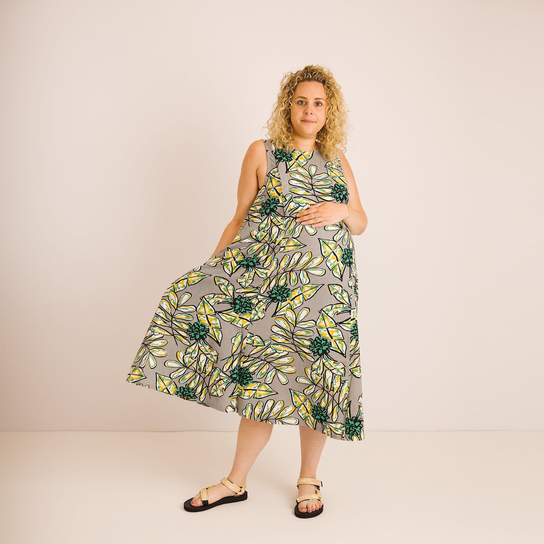 Journy Lucy Maternity / Breastfeeding Dress - Abstract Green Print