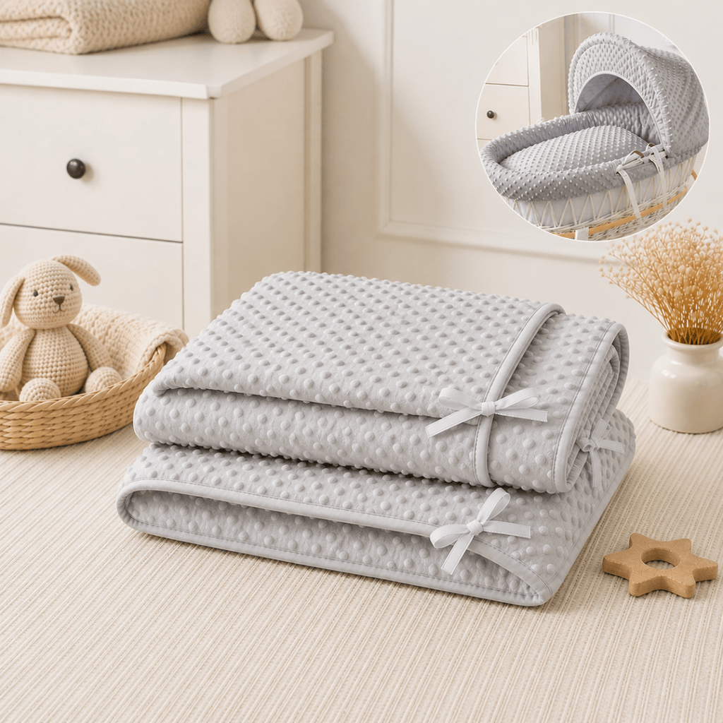 For Your Little One Moses Basket Bedding Set - Grey Dimple (Basket Not Included!)