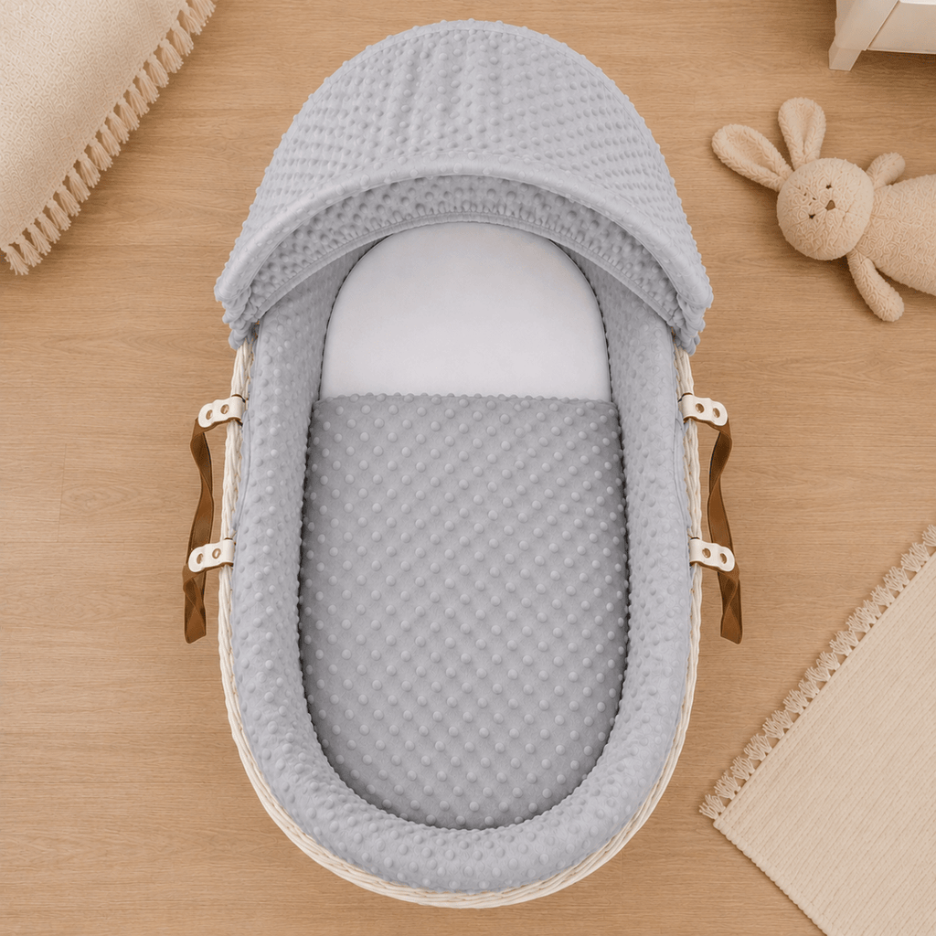 For Your Little One Moses Basket Bedding Set - Grey Dimple (Basket Not Included!)