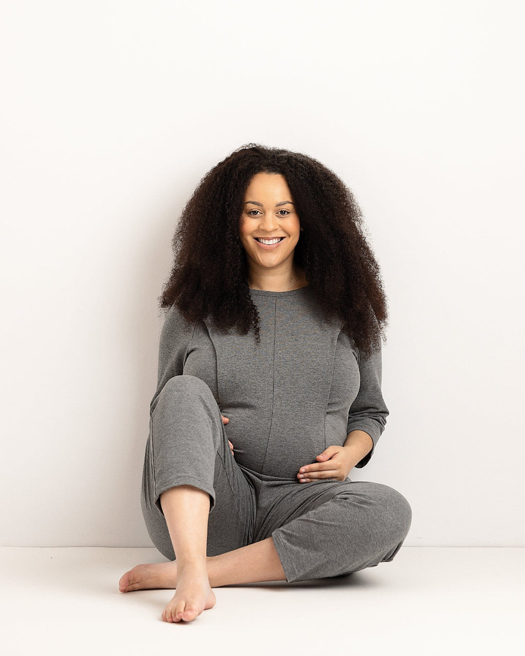 Journy Etta Jumpsuit - Maternity + Breastfeeding Friendly - Grey French Terry