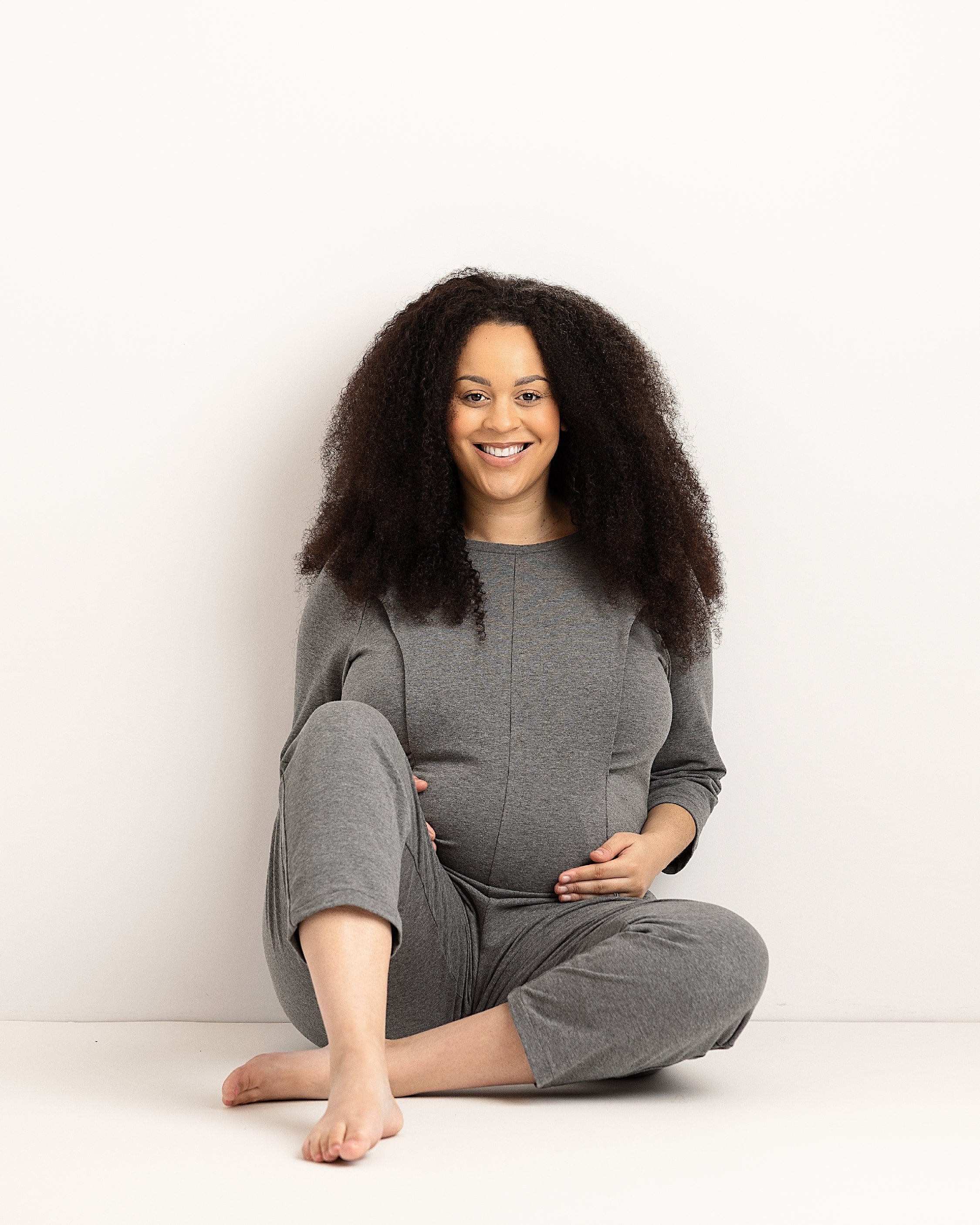 Journy Etta Jumpsuit - Maternity + Breastfeeding Friendly - Grey French Terry