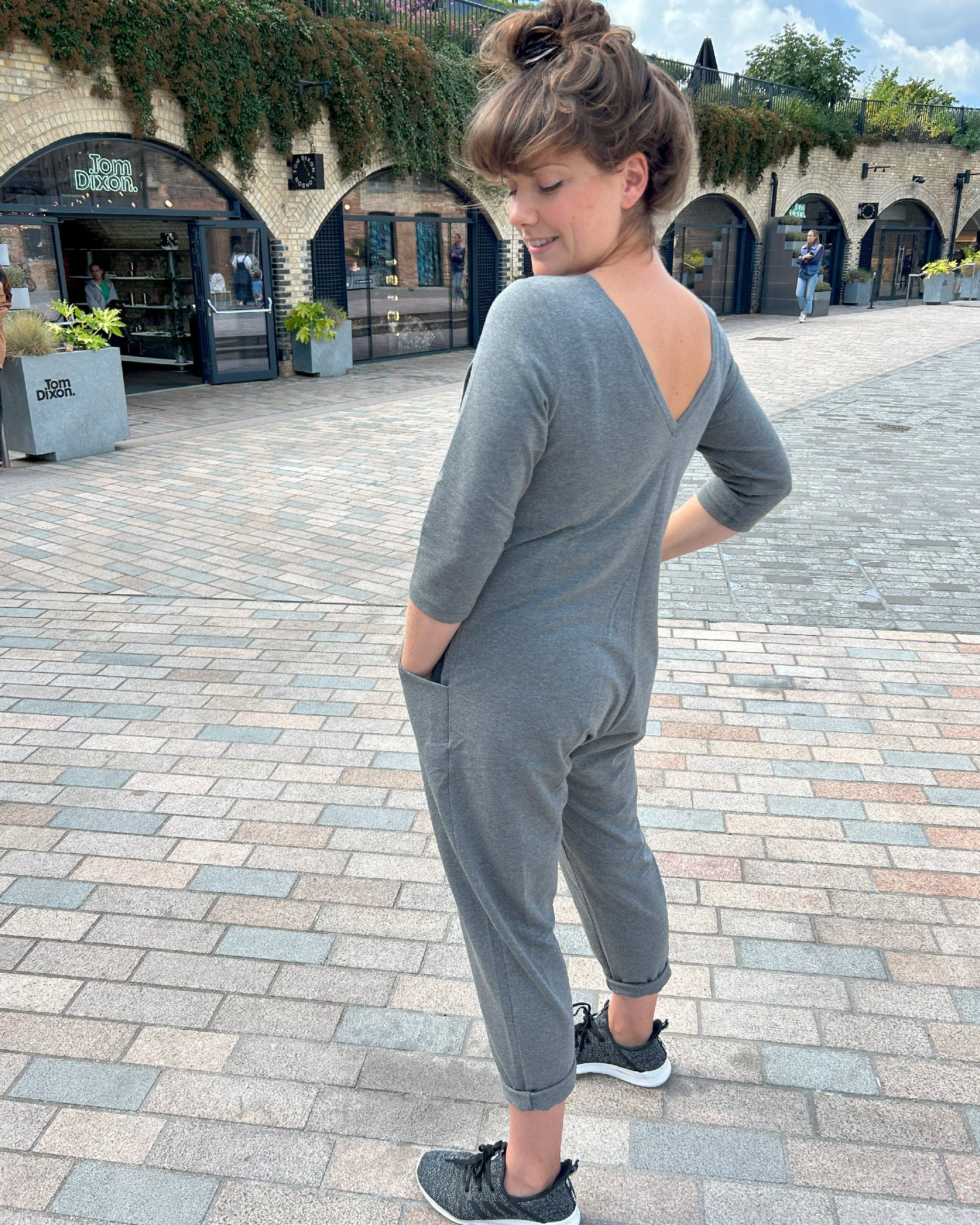 Journy Etta Jumpsuit - Maternity + Breastfeeding Friendly - Grey French Terry