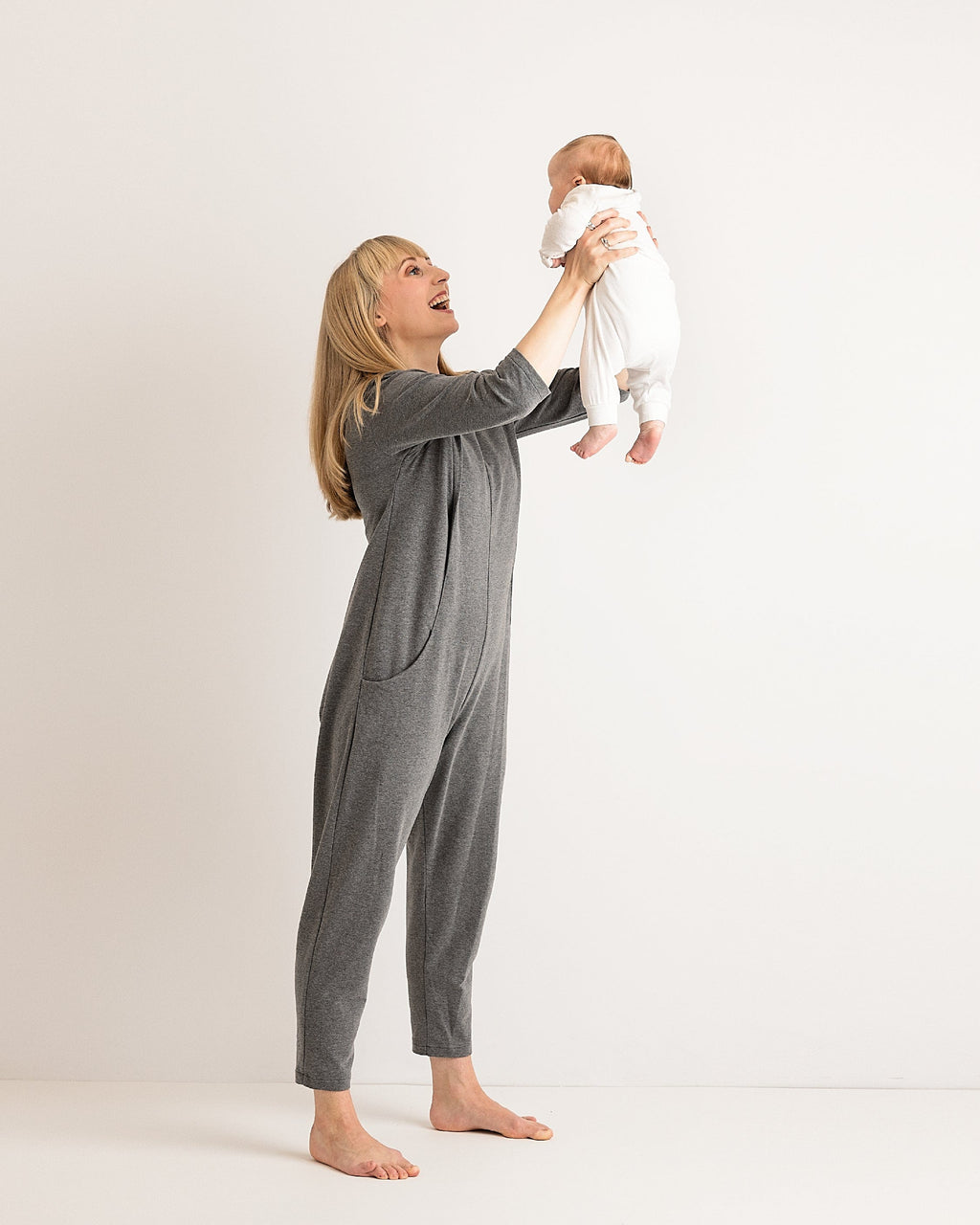 Journy Etta Jumpsuit - Maternity + Breastfeeding Friendly - Grey French Terry
