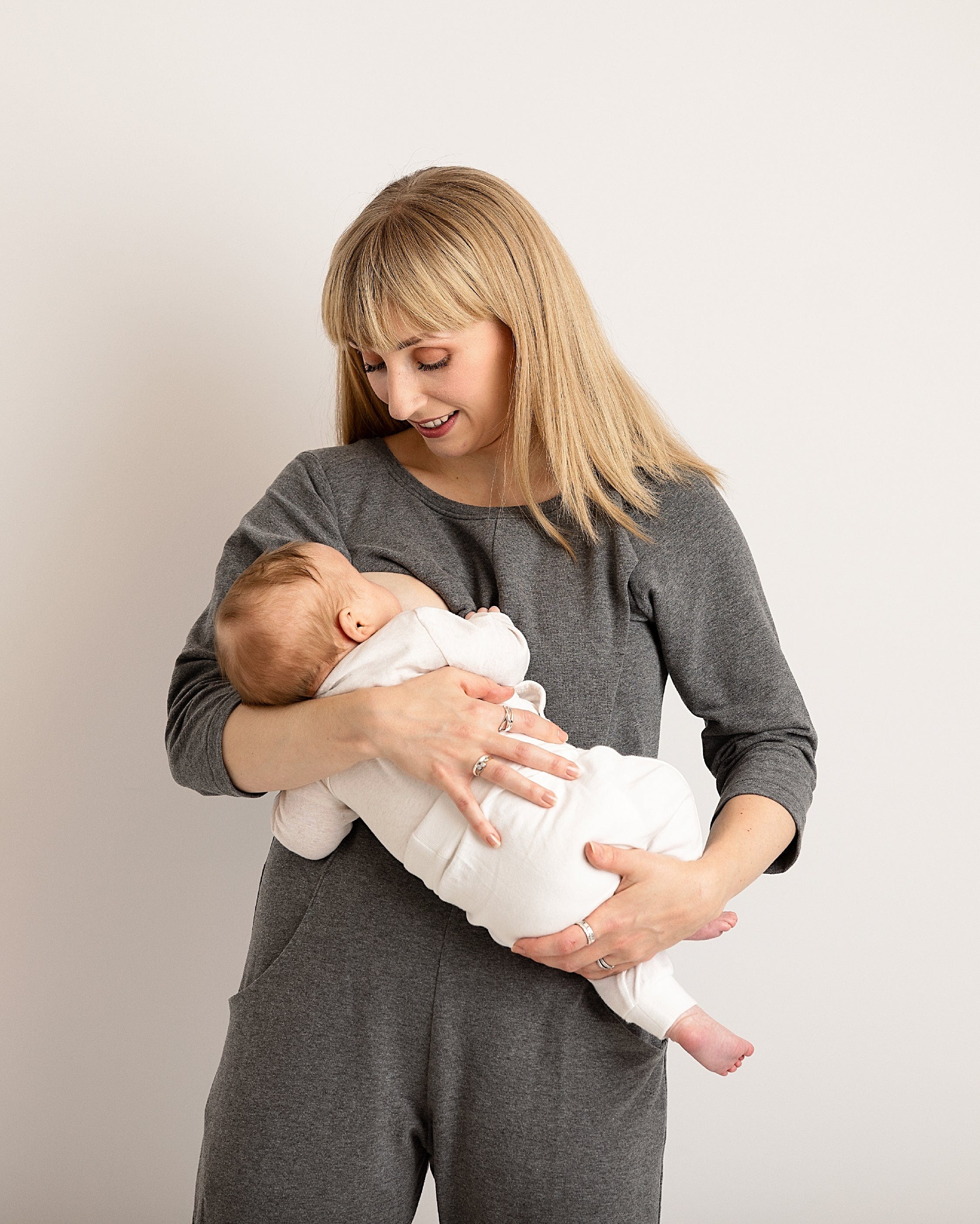 Journy Etta Jumpsuit - Maternity + Breastfeeding Friendly - Grey French Terry