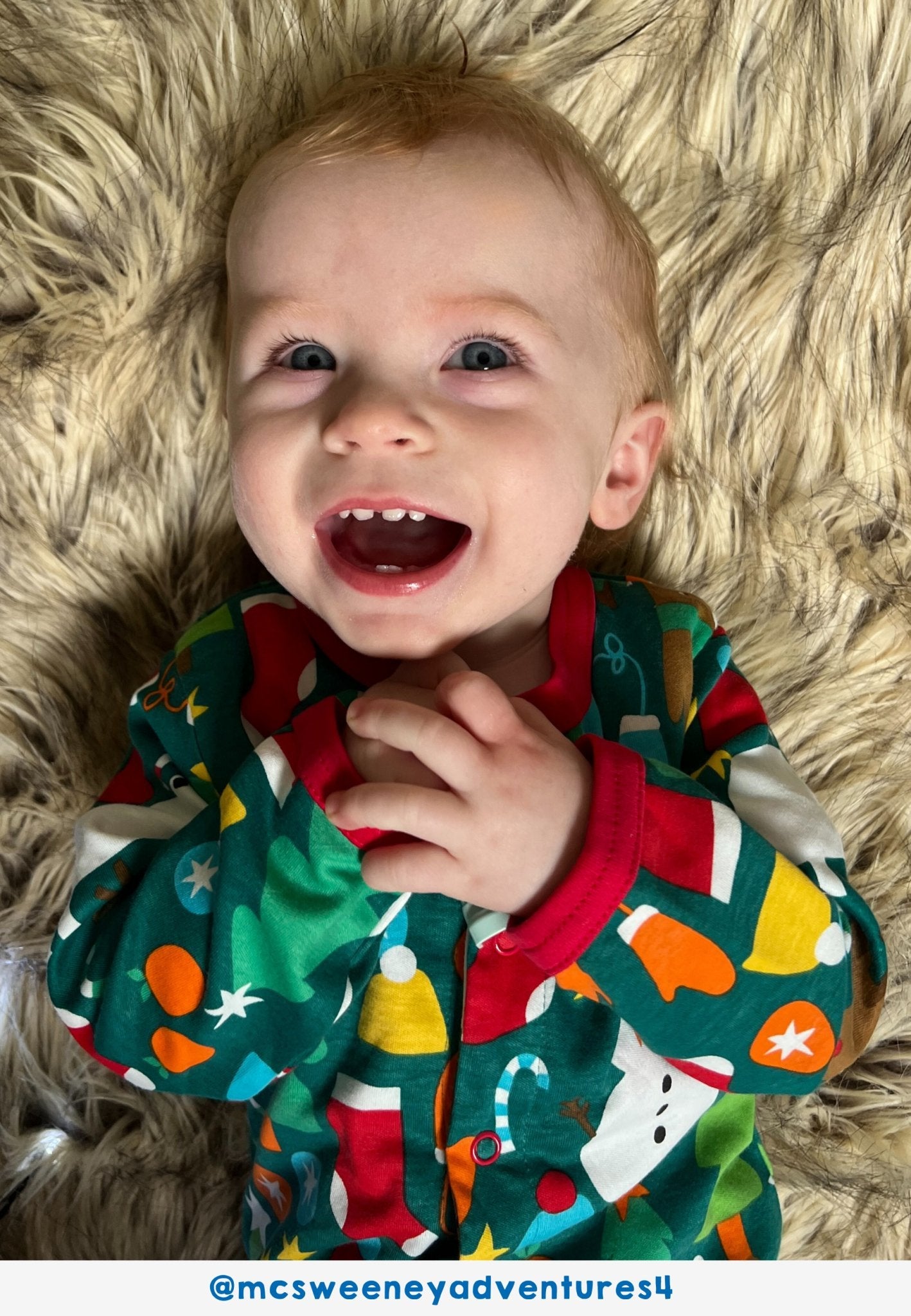 Organic Christmas Bear Print Baby Gift Set