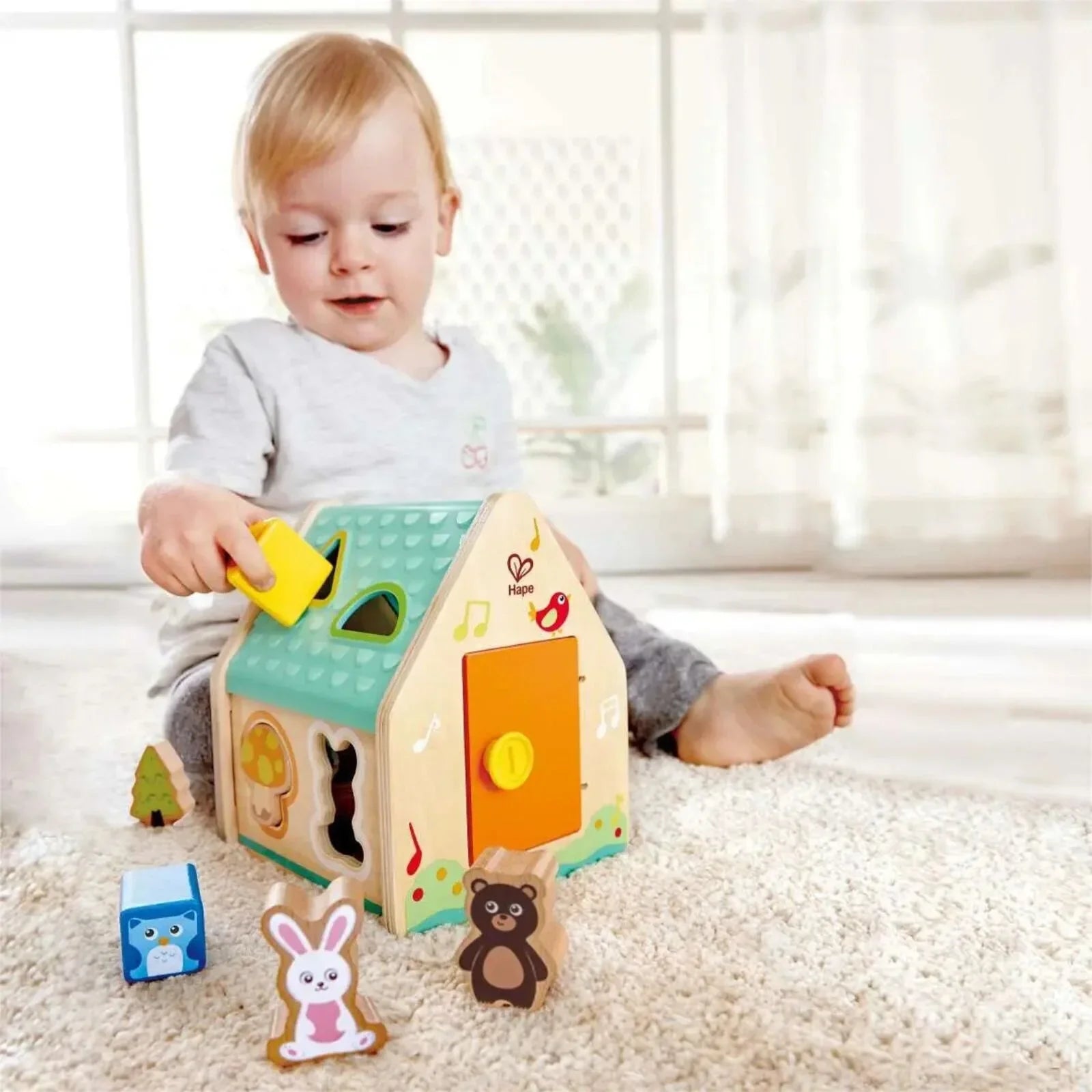 Hape Critter Wooden House Shape Sorter - Baby&More