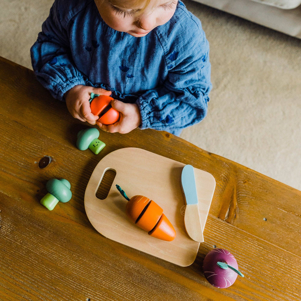 Happy Wooden Veggies Cutting Set – Montessori Wooden Play Toy - Baby&More