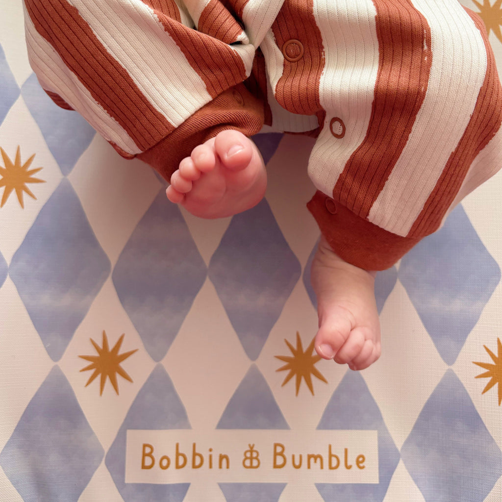 Bobbin and Bumble Standard Changing Mat - Blue Harlequin