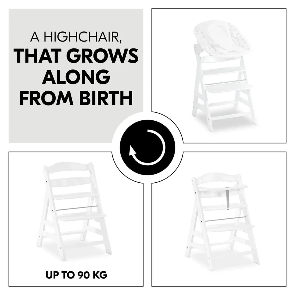 Hauck Alpha+ Wooden Highchair - White - Baby&More