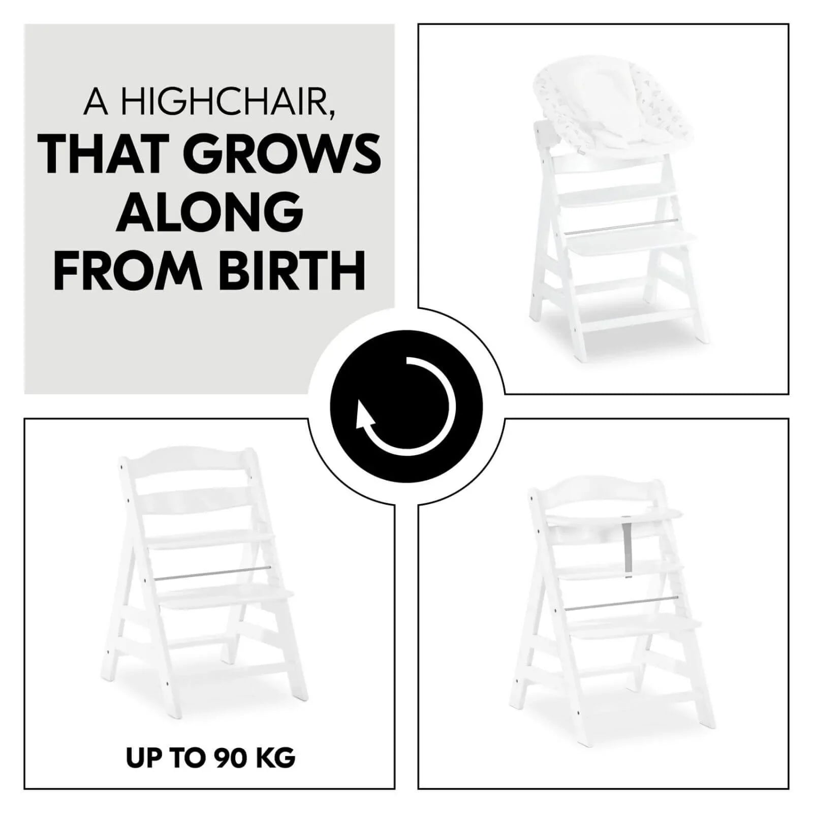 Hauck Alpha+ Wooden Highchair - White - Baby&More