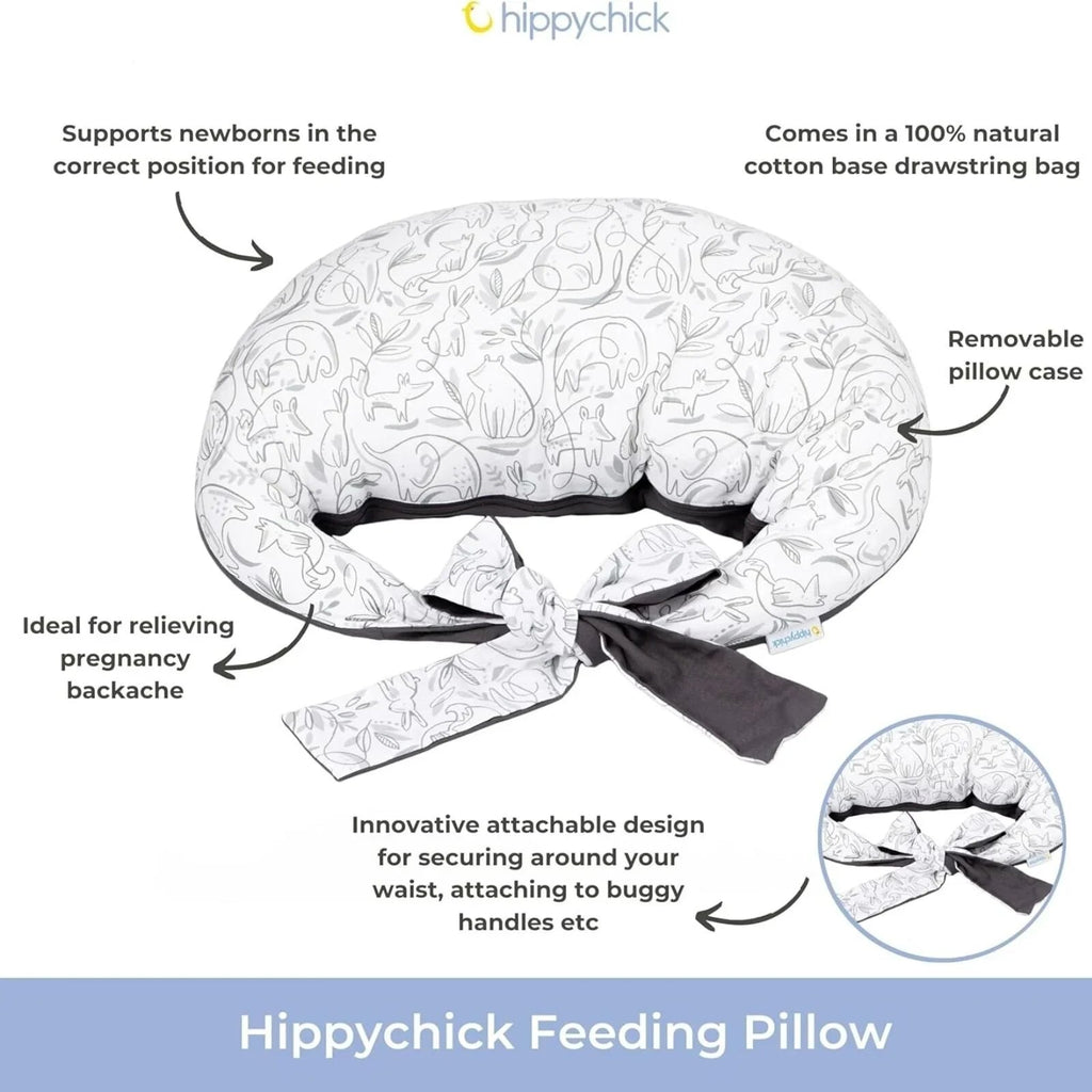 Hippychick Feeding Pillow - Animal Friends Grey - Baby&More