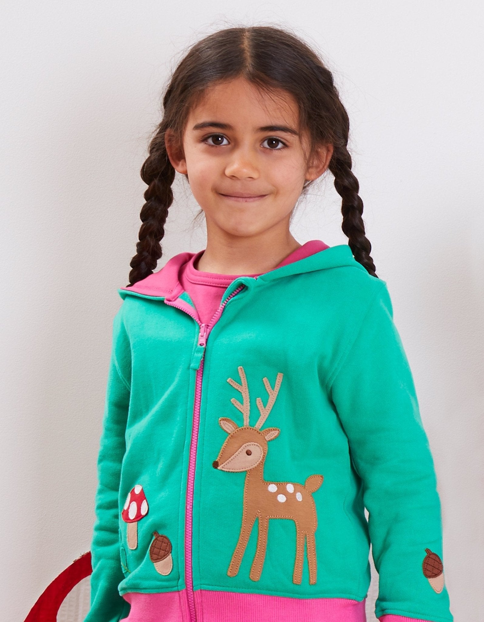 Toby Tiger Organic Applique Hoodie - Fawn Forest Adventure