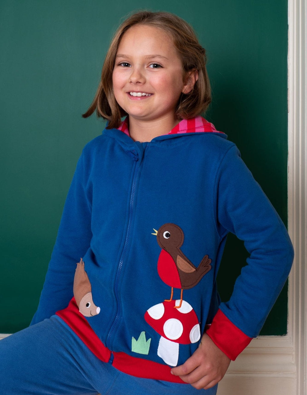 Toby Tiger Organic Applique Hoodie - Floral Mushroom