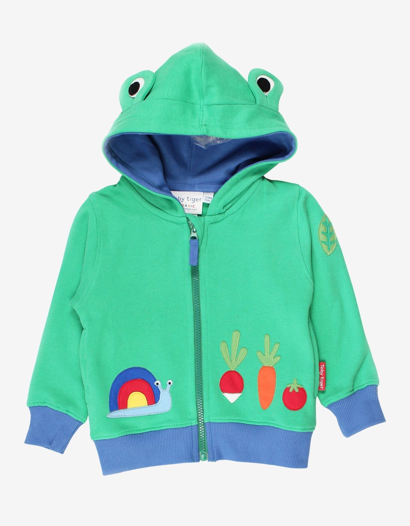 Toby Tiger Organic Applique Hoodie - Frog