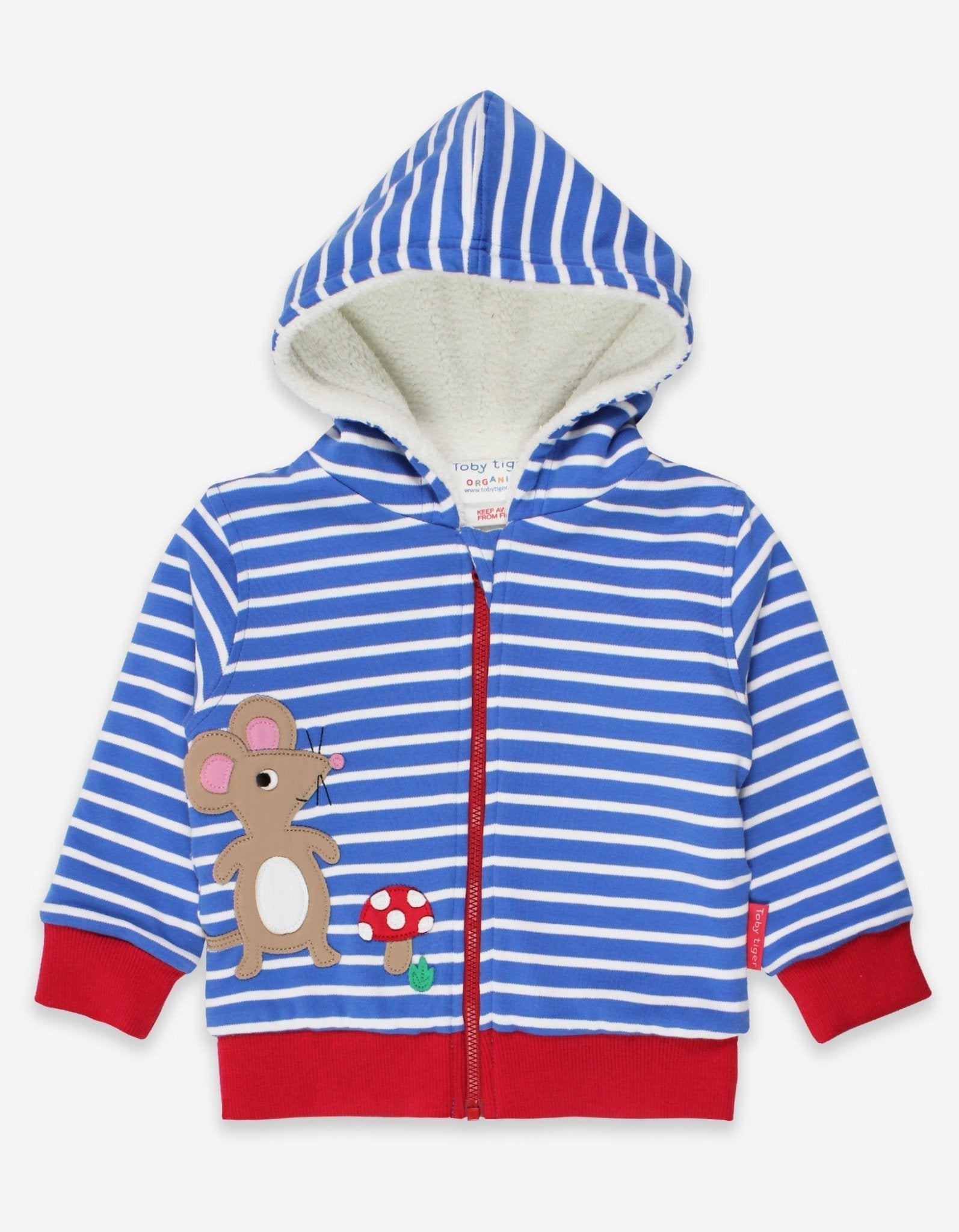 Toby Tiger Organic Applique Hoodie - Mouse & Mushroom
