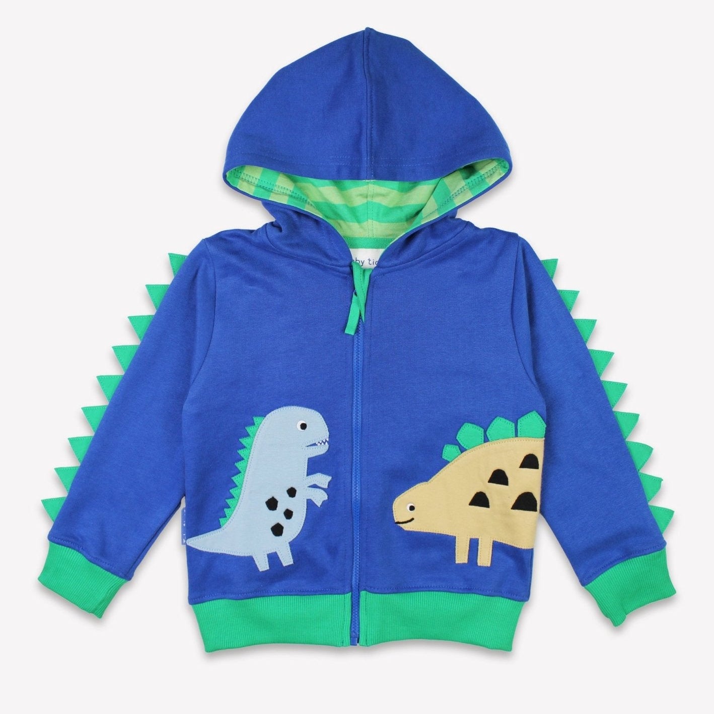 Toby Tiger Organic Applique Hoodie - Tonal Dinosaur
