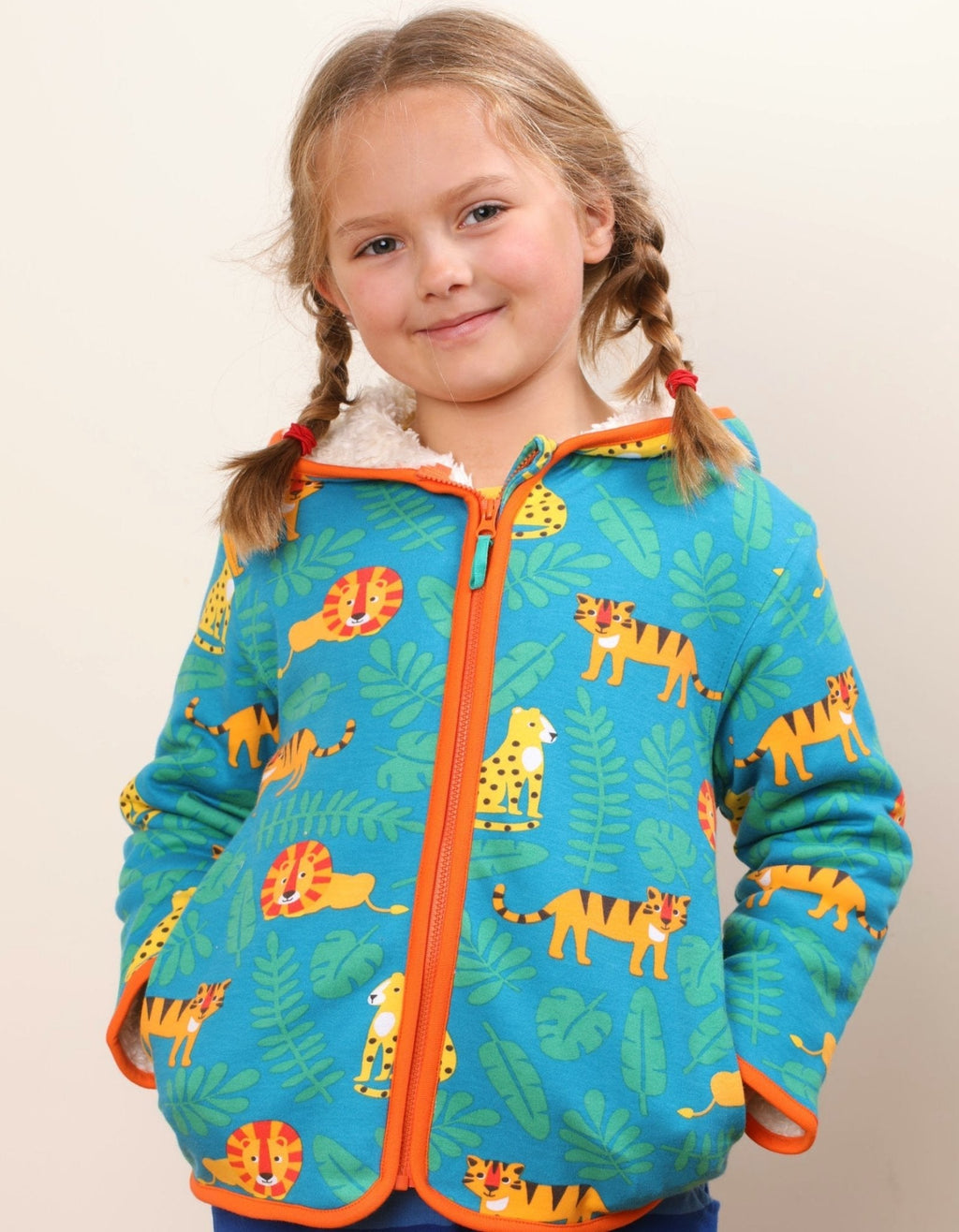 Toby Tiger Organic Fleece Hoodie - Wild Cats