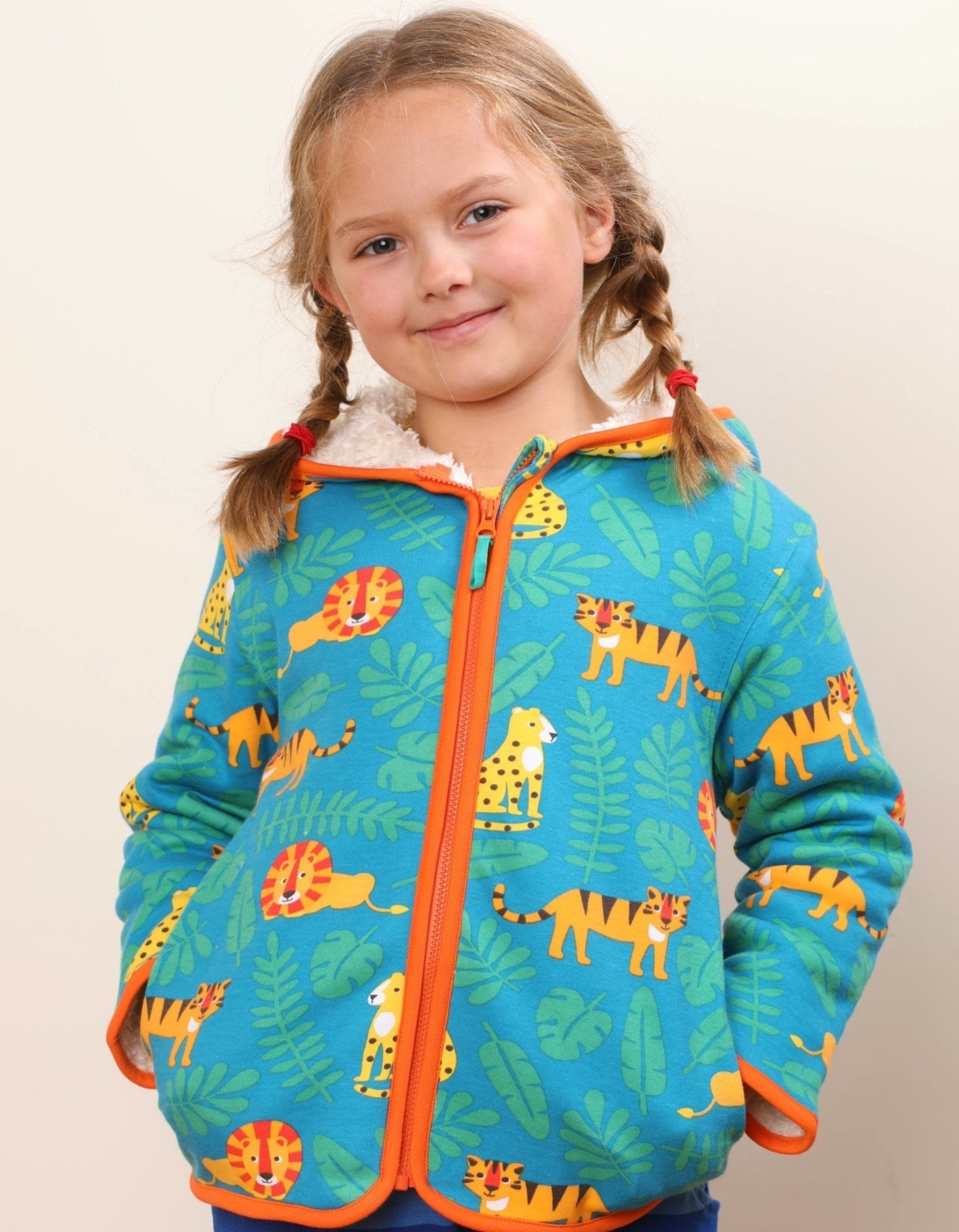 Toby Tiger Organic Fleece Hoodie - Wild Cats