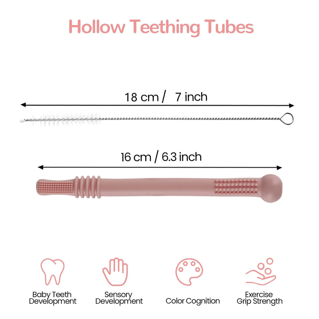 Hollow Teether Tube Chew Straw Sensory Toy - Baby&More