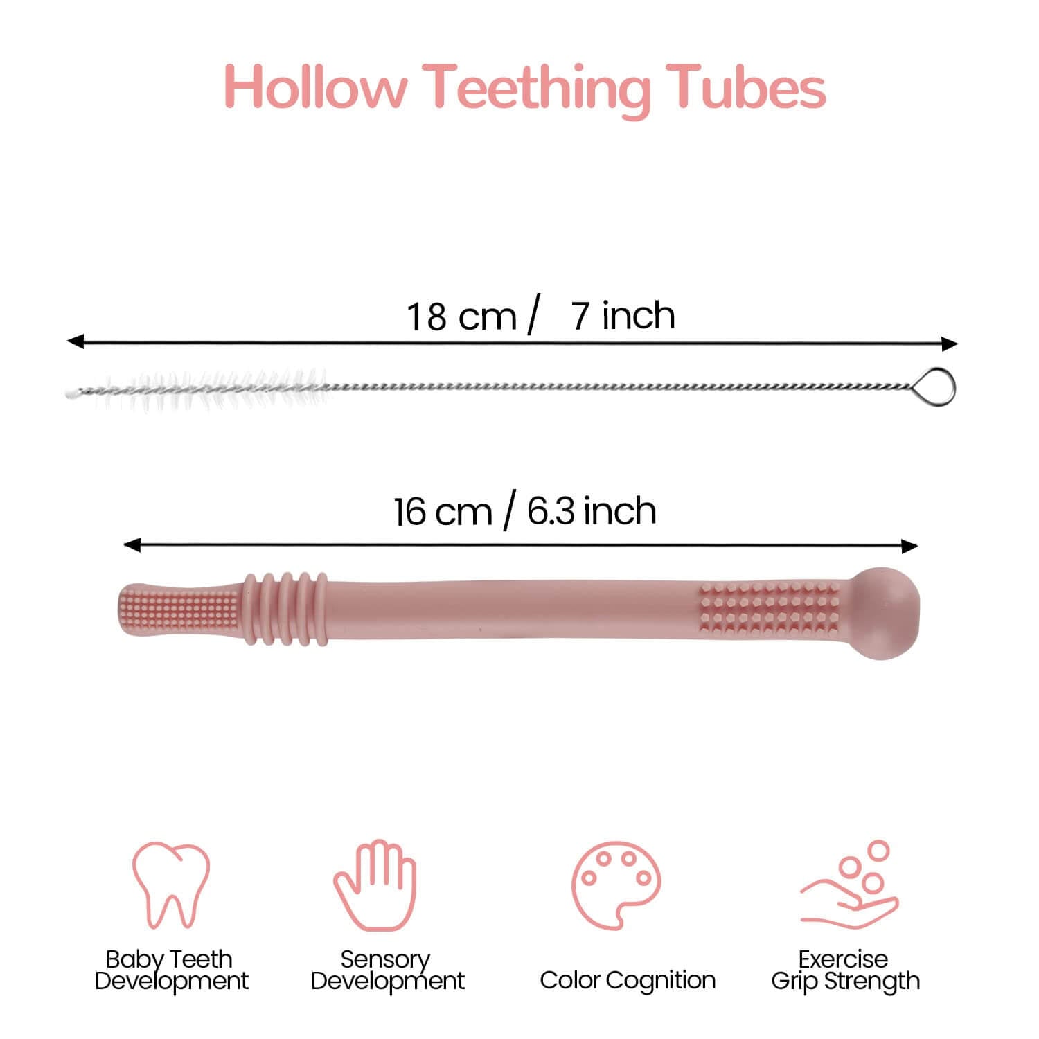 Hollow Teether Tube Chew Straw Sensory Toy - Baby&More