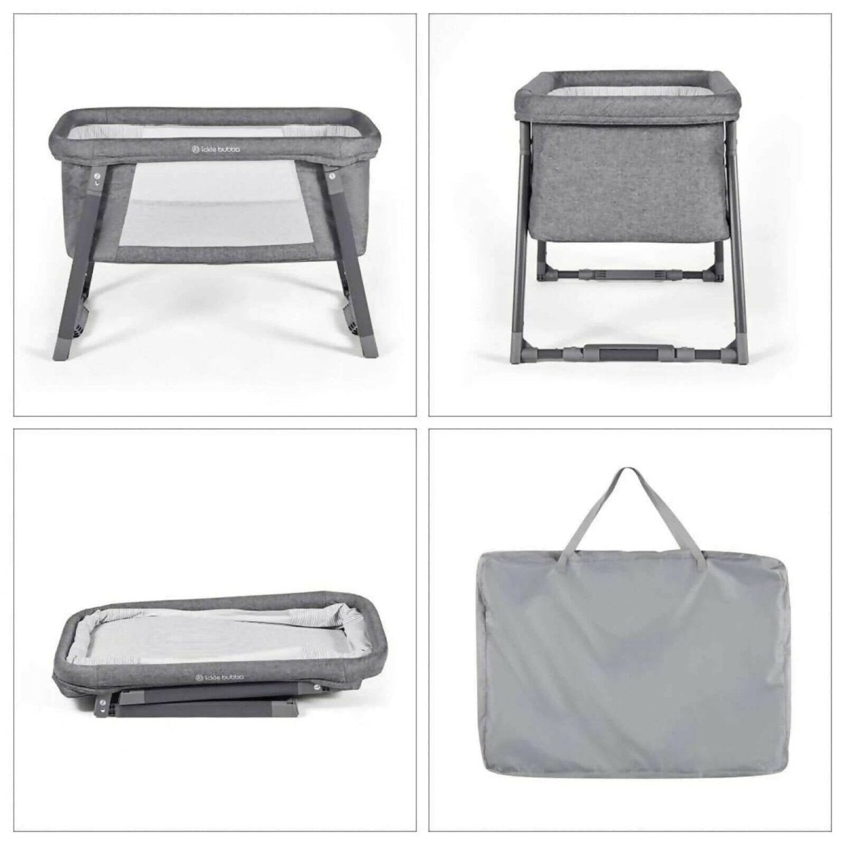Ickle Bubba Mini Rocker Folding Crib - Space Grey - Baby&More