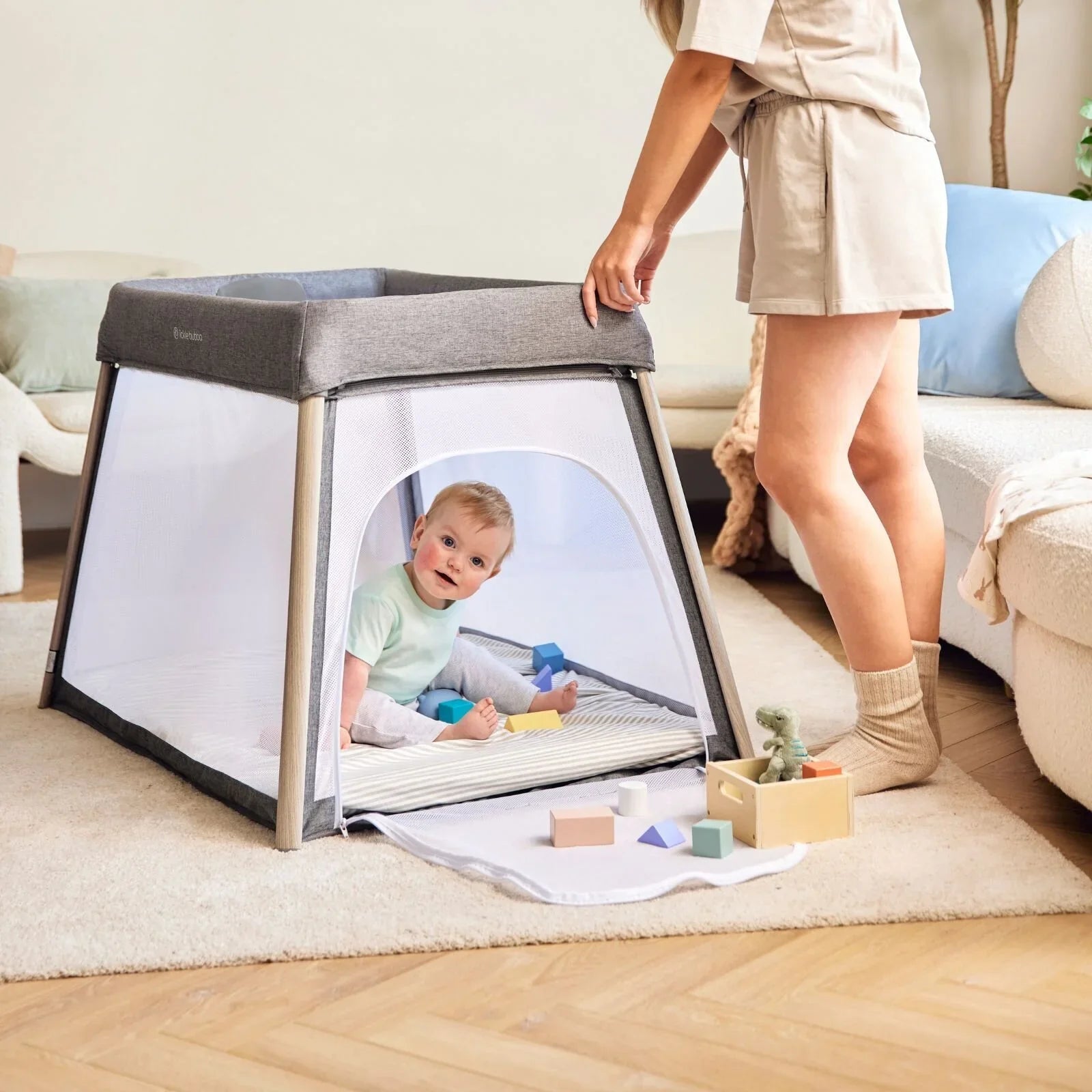 Ickle Bubba Scout 3 - in - 1 Travel Cot & Playpen - Ash Grey - Baby&More