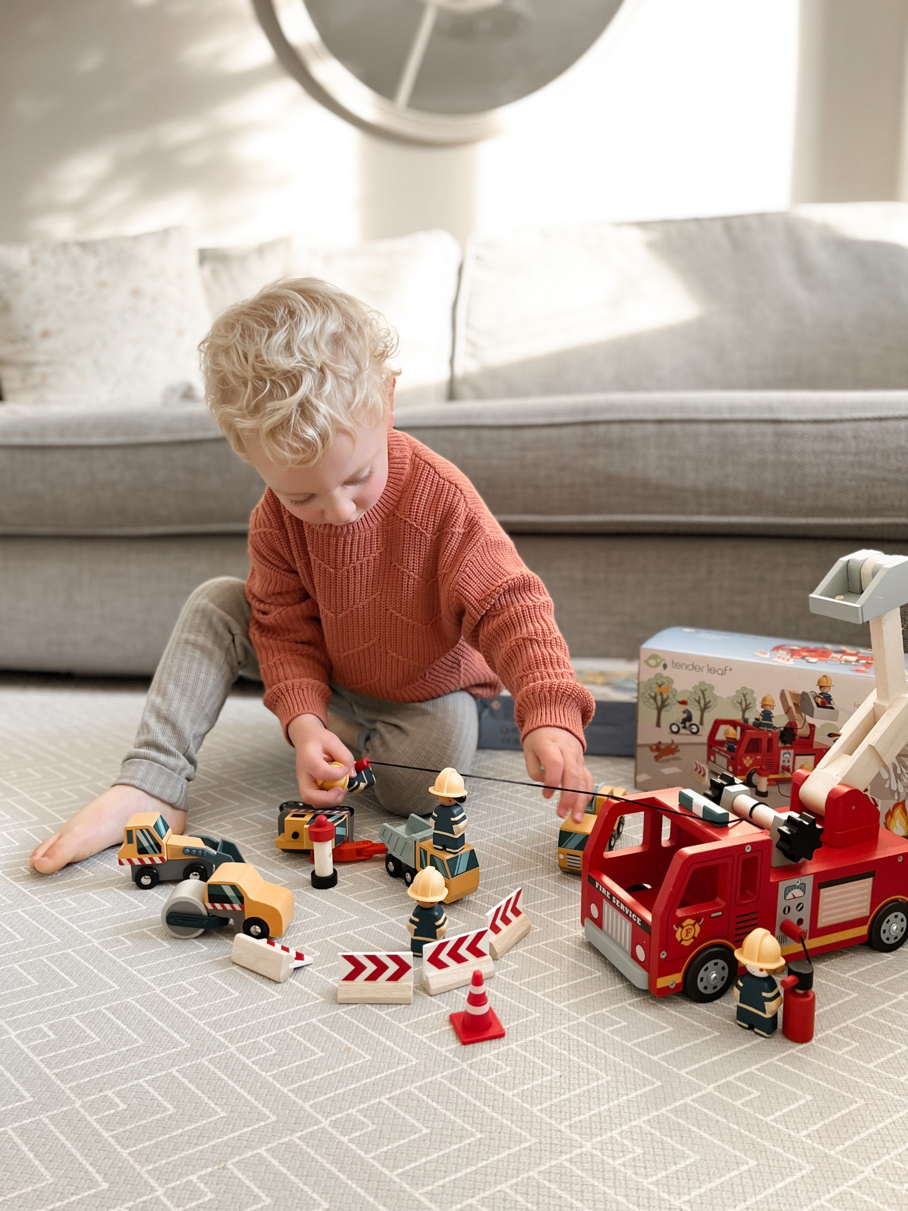 Wooden Fire Engine Playset
