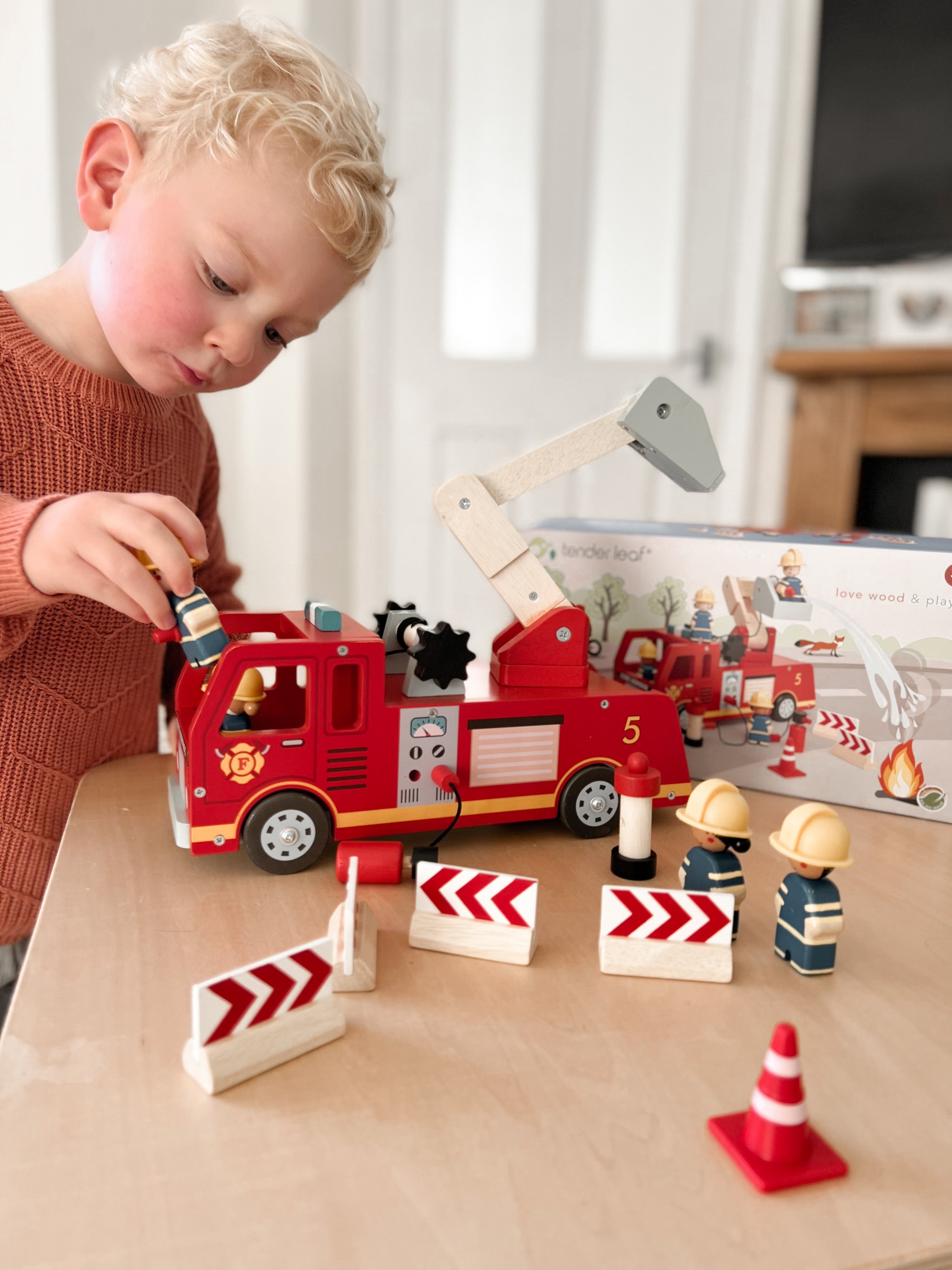 Wooden Fire Engine Playset