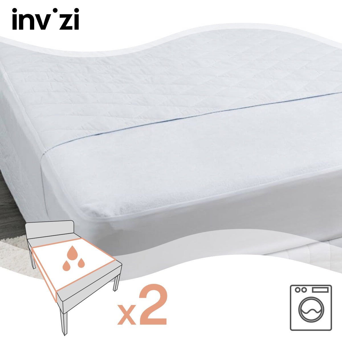 Invizi Waterproof Absorbent Bed Protector with Tucks - Twin - Pack - Baby&More