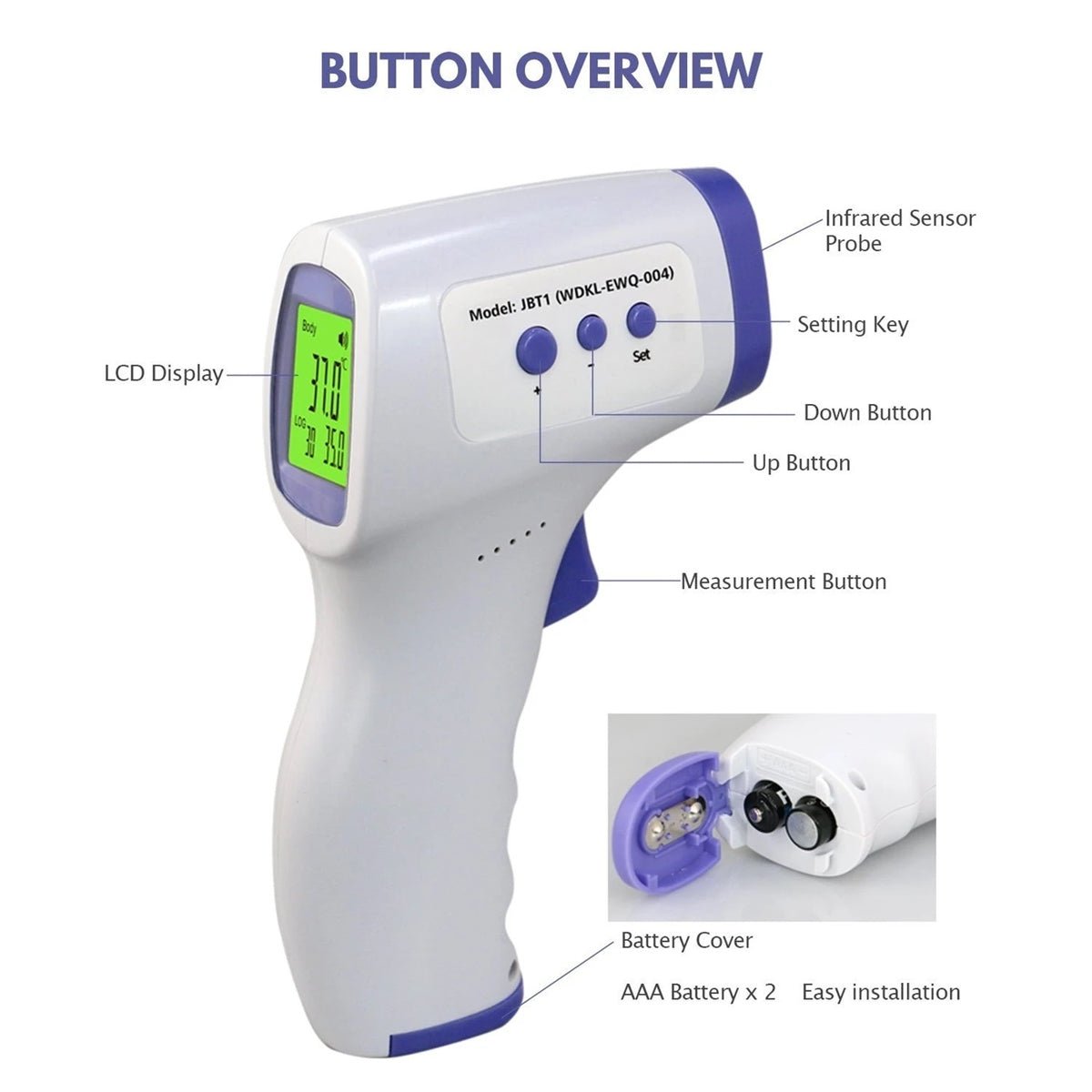 Jabees JBT1 Non - Contact Forehead Infrared Thermometer - Baby&More