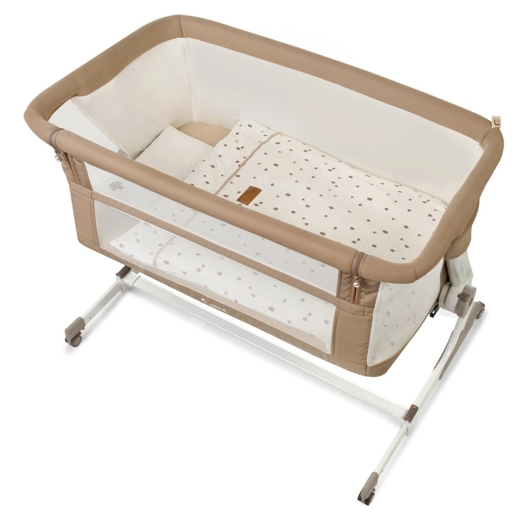 Jane Baby Side Crib + 4 Piece Bedding Set & Safety Mattress - Sesame - Baby&More