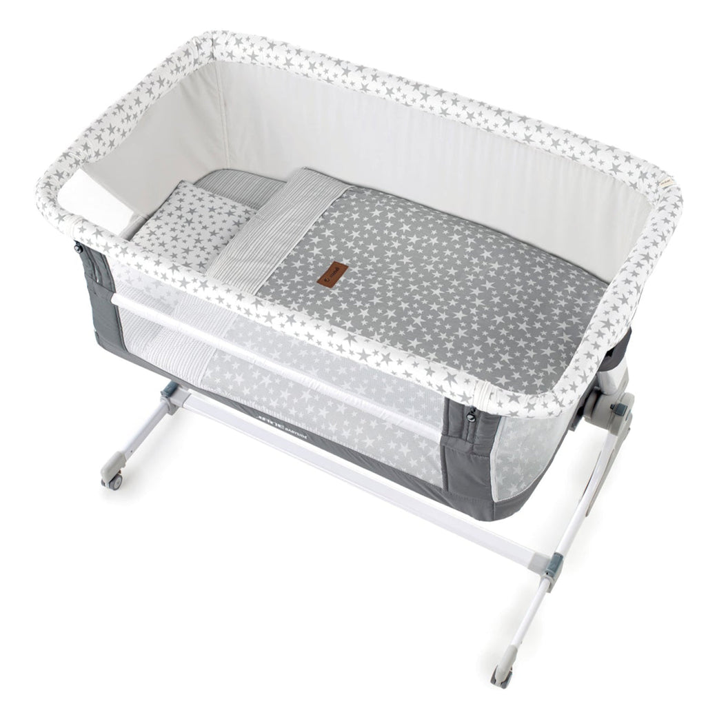 Jane Baby Side Crib + 4 Piece Bedding Set & Safety Mattress - Star - Baby&More