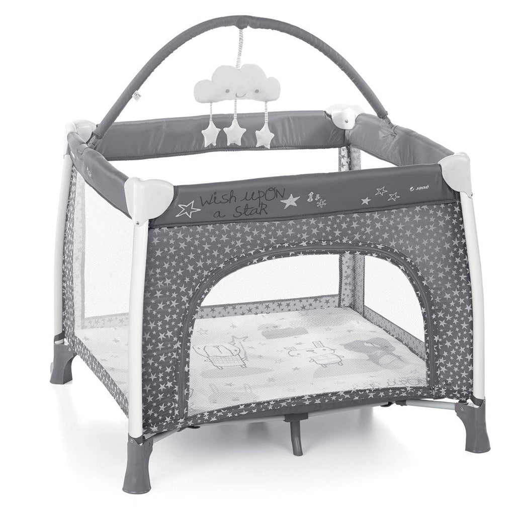 Jané Travel Fun Playpen with Toy Arch & Carry Bag – 0 to 3 Years - Grey Star - Baby&More