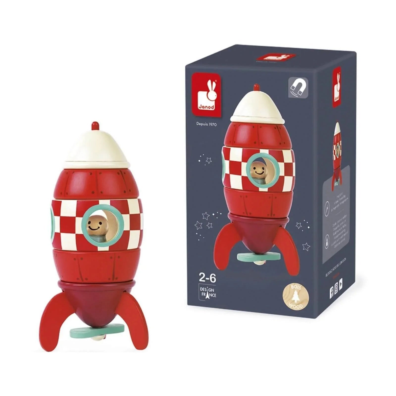 Janod Small Magnetic Rocket - Baby&More