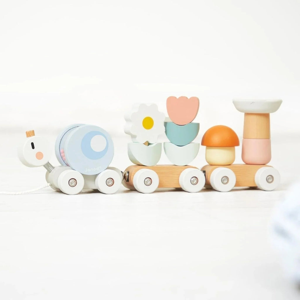 Janod Sweet Cocoon Wooden Pull Along Snail Train - Baby&More