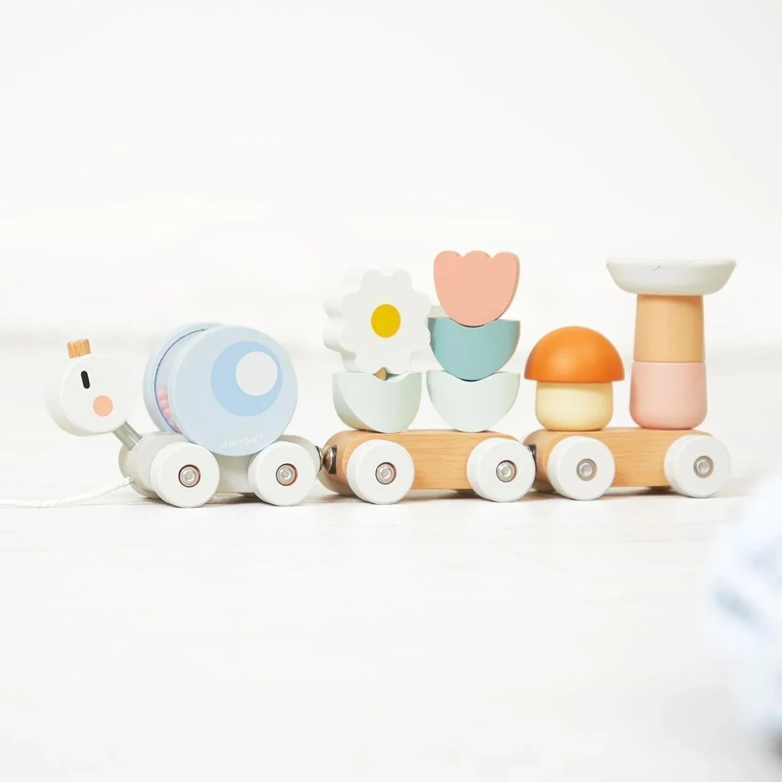 Janod Sweet Cocoon Wooden Pull Along Snail Train - Baby&More