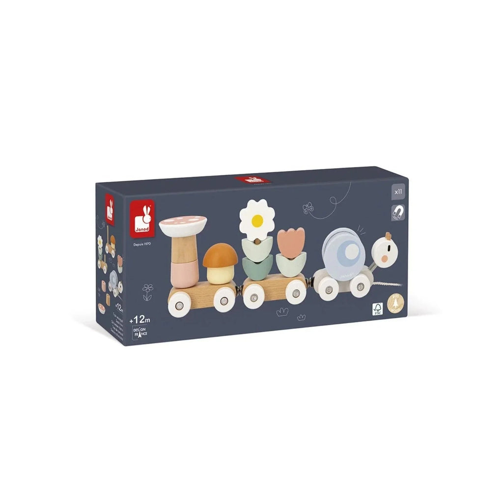 Janod Sweet Cocoon Wooden Pull Along Snail Train - Baby&More
