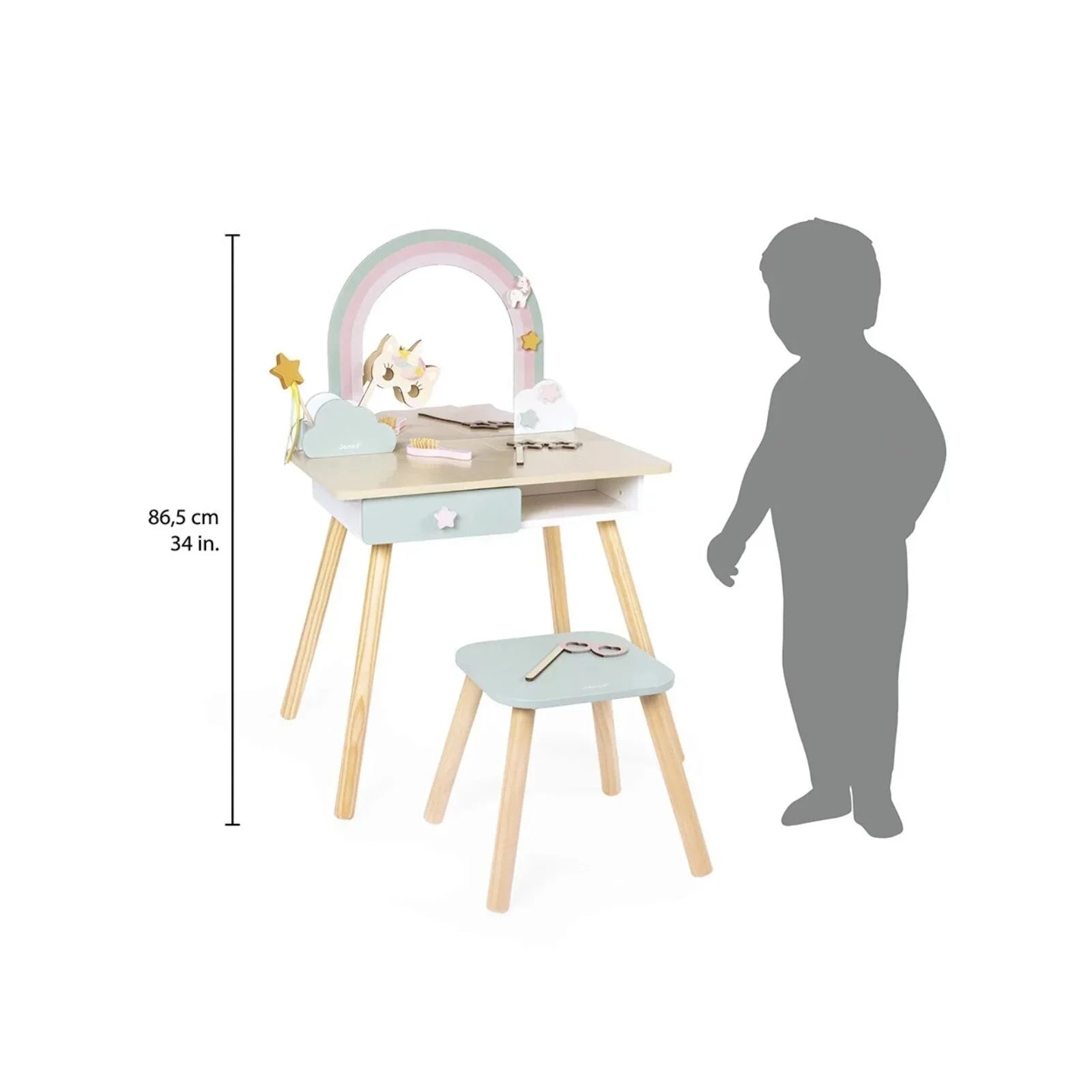 Janod Wooden Play Dressing Table - Unicorn - Baby&More