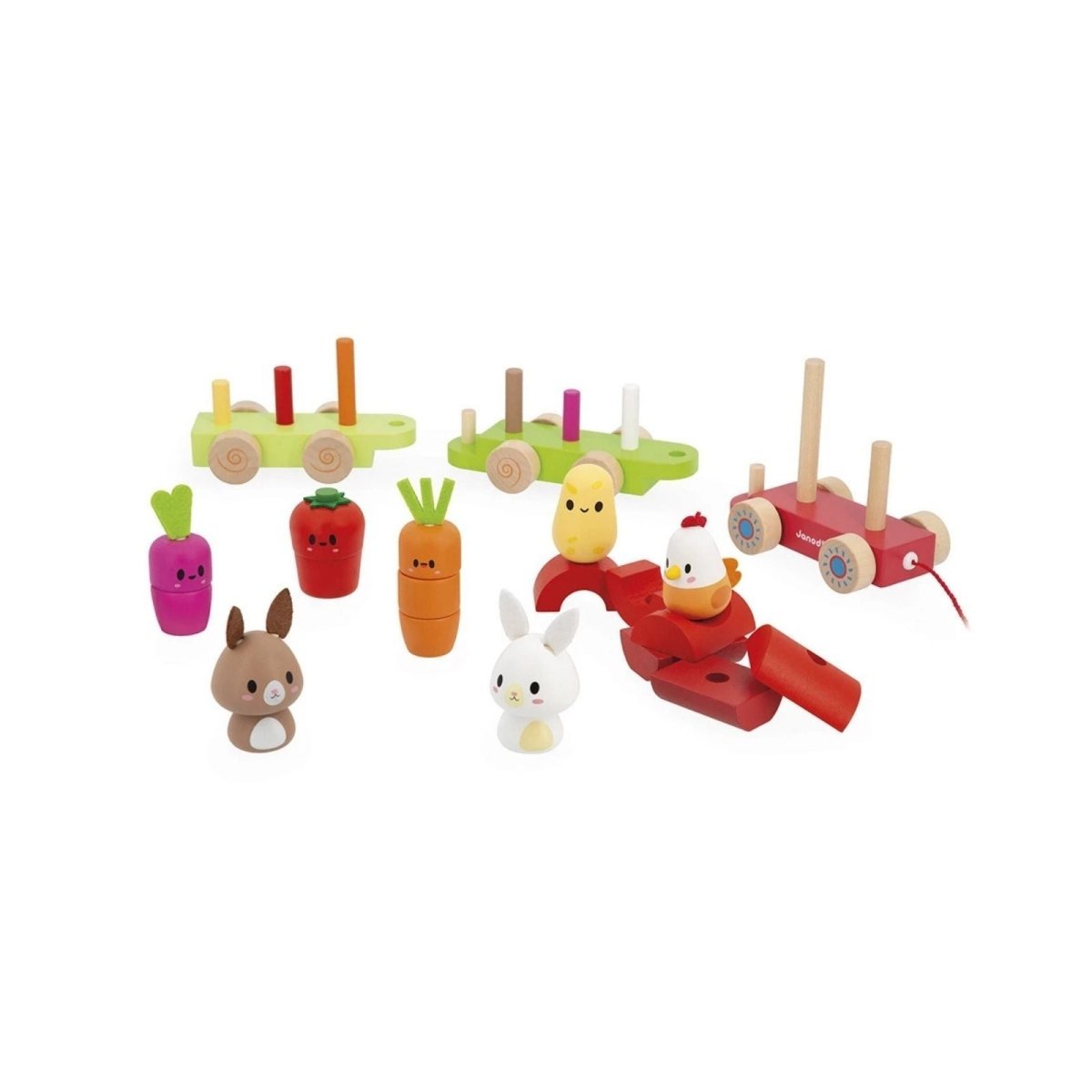 Janod Wooden Pull Along Farm Train - Baby&More