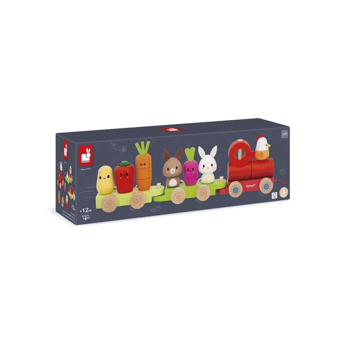Janod Wooden Pull Along Farm Train - Baby&More
