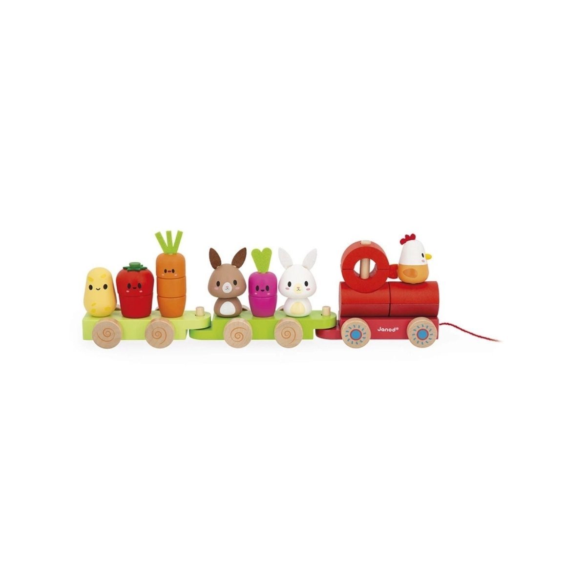 Janod Wooden Pull Along Farm Train - Baby&More